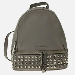 MICHAEL Michael Kors Rhea Stud Backpack in light grey with silver hardware